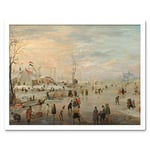 Artery8 Hendrick Avercamp Enjoying The Ice Skating Painting Art Print Framed Poster Wall Decor 12x16 inch