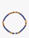 BARTLETT LONDON Men's Lapis Lazuli and Jasper Beaded Bracelet, Blue/Brown