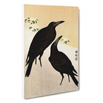 Big Box Art Crows in The Snow by Ohara Koson Painting Canvas Wall Art Framed Picture Print, 30 x 20 Inch (76 x 50 cm), Beige, Black, Green