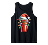 Red Beer Pong Cup Drinking Game Christmas Hat Xmas Tank Top