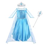 Vicloon 3pcs Elsa Princesse Robe/Deguisement de la Belle et la Bête/Cape à Capuche Costume pour Cosplay Mariage Carnaval Fête d'anniversaire - Bleu,140cm, 6 Costumes Différents Size