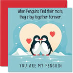 Penguin Valentines Anniversary Card - Penguins In Love - Cute Romantic Card for Girlfriend Boyfriend Wife Husband Partner Friend Him Her, 145mm x 145mm Anniversary Greeting Cards