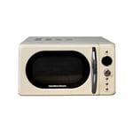 Hamilton Beach 20L Retro Microwave, Compact, 8 Presets, 60 Min Timer, Express Cooking, Child Lock, LED Display, Defrost, 700W - HB70H20C, Cream