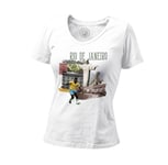 T-Shirt Femme Col V Rio De Janeiro Vintage Collage Brésil Voyage Foot Carnaval