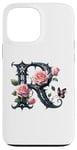 Coque pour iPhone 13 Pro Max Letter R Initial Floral Monogram Rose Pink Flower Butterfly