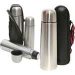 0.5L STAINLESS STEEL HOT N COLD VACUUM THERMOS FLASK TEA COFFEE + CASE TRAVEL