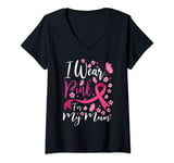 Womens I Wear Pink For My Mum Breast Cancer Awareness V-Neck T-Shirt