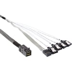 InLine® 27630A Câble Mini SAS SFF-8643 vers 4 x SATA HD avec Bande latérale, 0,5 m