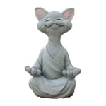 Cyslmuk - 1pc(Gris)18cm Statue de méditation Statue de Chat Zen Yoga Décoration Figure Résine Méditation Yoga Décor Feng Shui Ornement Sculpture