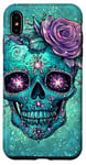 Coque pour iPhone XS Max Mignon rose et crâne avec étoiles crânes turquoise