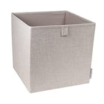 Bigso Box of Sweden Cube Storage Unit for Shelf or Closet - Large Storage Box for Clothes, Toys, Office Supplies, etc. - Foldable Polyester and Cardboard Storage Basket - Beige