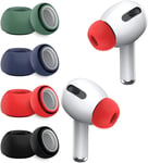 4 Paires D'embouts Auriculaires pour Airpods Pro avec Trou de Réduction du Bruit, Silicone Souple Antidérapant pour Apple Airpod Pro Embouts Auriculaires de Remplacement (Noir/Bleu/Rouge/Vert)