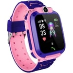 Montre Intelligent Enfant Tracker Ip67 Étanche Téléphone Montre Connectée Enfant Fille Garçon Sos Smart Watches Rose