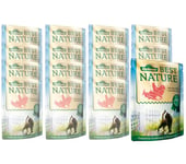 Dehner Best Nature - Nourriture Humide pour Chat Adulte - Saumon, Poulet, Pomme de Terre - 16 sachets de 85 g (1,36 kg)