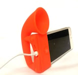 ORANGE Portable Silicon Horn Amplifier Loud Speaker Desk Stand Apple iPhone 5 5S