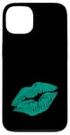 Coque pour iPhone 13 Rouge à lèvres bleu sarcelle Kissing | Design parfait pour les fêtes des années 80