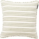 Stripe Structured Linen/Cotton Putetrekk 50x50 cm, Hvit/Grønn, Hvit