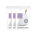 simplehuman CW0278 code D, sacs poubelle sur mesure, 3 x paquet de 20 (60 sacs), plastique transparent