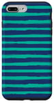 Coque pour iPhone 7 Plus/8 Plus Bleu marine bleu sarcelle rayé girly esthétique Preppy Stripe