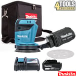 Makita DBO180Z 18V Random Orbital Sander + 1 x 5ah Battery, Cube Bag & Charger