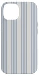 Coque pour iPhone 14 Motif géométrique rayé blanc et bleu clair