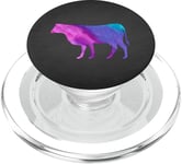 Teal Blue Purple cow Silhouette animal lovers on a black PopSockets PopGrip for MagSafe