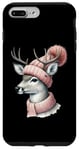 Coque pour iPhone 7 Plus/8 Plus Cerf portant un chapeau d'hiver rose animal de la forêt cerf