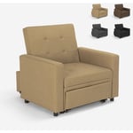 Le Roi Du Relax - Fauteuil convertible lit 1 place avec accoudoirs design moderne Brooke Couleur: Beige