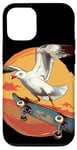 Coque pour iPhone 12/12 Pro Costume de mouette de skateboard pour les fans de patineurs et d'oiseaux de mer