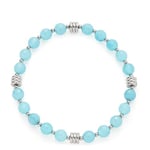 Leonardo Noce 022048 Bracelet en acier inoxydable avec perles élastiques turquoise/argenté et quartz éponge et perles en acier inoxydable, Eine Grösse, Acier inoxydable, Pas de pierre précieuse