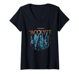 Womens Star Wars The Acolyte Iconic Group Shot Retro Big Chest Logo V-Neck T-Shirt