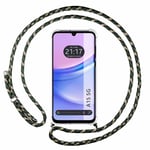 Tumundosmartphone Étui pendentif transparent pour Samsung Galaxy A15 4G/5G avec cordon vert/doré