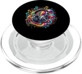 Casque hip-hop urbain rétro vintage dj fantaisie graffiti PopSockets PopGrip pour MagSafe