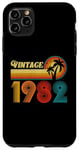 Coque pour iPhone 11 Pro Max Cadeau d'anniversaire vintage 1982 pour homme femme 42 ans rétro paume