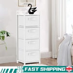 Fabric Chest of Drawers Cabinet Storage Unit Bedside Table with 4 Drawers White