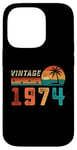 Coque pour iPhone 14 Pro Cadeau d'anniversaire 51 ans pour homme femme Palm rétro vintage 1974