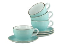 CreaTable, 34041, Série Vintage Nature Aqua, service de vaisselle 8 pièces, service à cappuccino en porcelaine, compatible lave-vaisselle et micro-ondes, fabriqué en Europe.