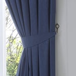 Fusion - Navy Blue Curtain Tie Backs (65 x 10cm) - 2 Pieces - Curtain Accessories for Living Room/Bedroom - Matching Curtains Available - Polycotton - Curtain Holdbacks in Blue/Dark Blue