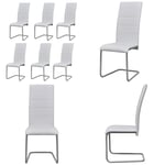 Vidaxl - Chaises à manger cantilever lot de 6 blanc similicuir - chaise de salle à manger - chaises de salle à manger - Home & Living - Blanc