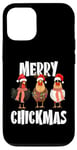 Coque pour iPhone 12/12 Pro Merry Chickmas Chapeau de Père Noël lumineux Motif poule