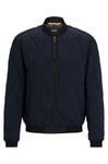 BOSS Mens Ofaster Logo-badge bomber jacket in quilted metallic-effect material