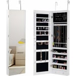 Goplus - Armoire a Bijoux Suspendu avec Eclairage LED,36L x 10l x 120Hcm, Miroir Plein sans Cadre et 2 Tiroirs, pour Ranger Boucles d'Oreilles et