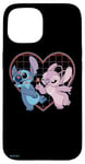 Coque pour iPhone 15 Disney Lilo et Stitch Angel Heart Kisses