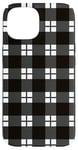 iPhone 15 Black White Checkered Plaid Flannel Gingham Pattern Checker Case