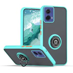 YUECXIN Coque pour Motorola Moto E14 / G24 / G04 / G04S avec Anneau Stand en Métal, Très Mince Translucide Mat Dur PC Dos Étui, Antichoc SoupleTPU Bumper Silicone Housse. Bleu Ciel