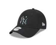 NEW ERA NEW YORK YANKEES BASEBALL CAP.9FORTY MLB INFILL BLACK STRAPBACK HAT W23