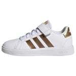 adidas Grand Sustainable Lifestyle Court Elastic Lace and Top Strap Shoes Sneaker, FTWWHT/FTWWHT/MAGOLD, 35 EU