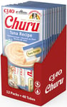 INABA Churu - Friandises pour Chats en Purée au Thon - Délicieux Snacks pour Félins - Texture Lisse et Onctueuse - Nourriture pour Chats - 48 Tubes x 14g