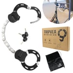 TRIPVEA® Antivol menottes trottinette électrique, vélo, poussette - Cadenas ultra résistant - chaîne 10 maillons - longueur antivol 56 cm - serrure + 3 clés