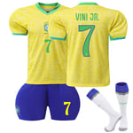 2024-2025 Brasilien Hemma Barn Fotbollströja #7 Vinicius Vini JR Adult XS